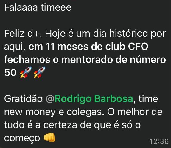 Depoimento de membro do New Money Club